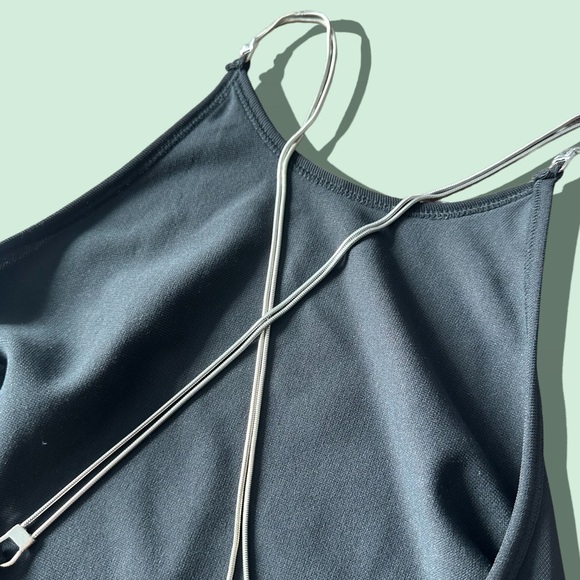 Vintage Women’s Rampage Black Form Fitting Dress Y2K Silver Chain Straps Sz 11 - Picture 12 of 14